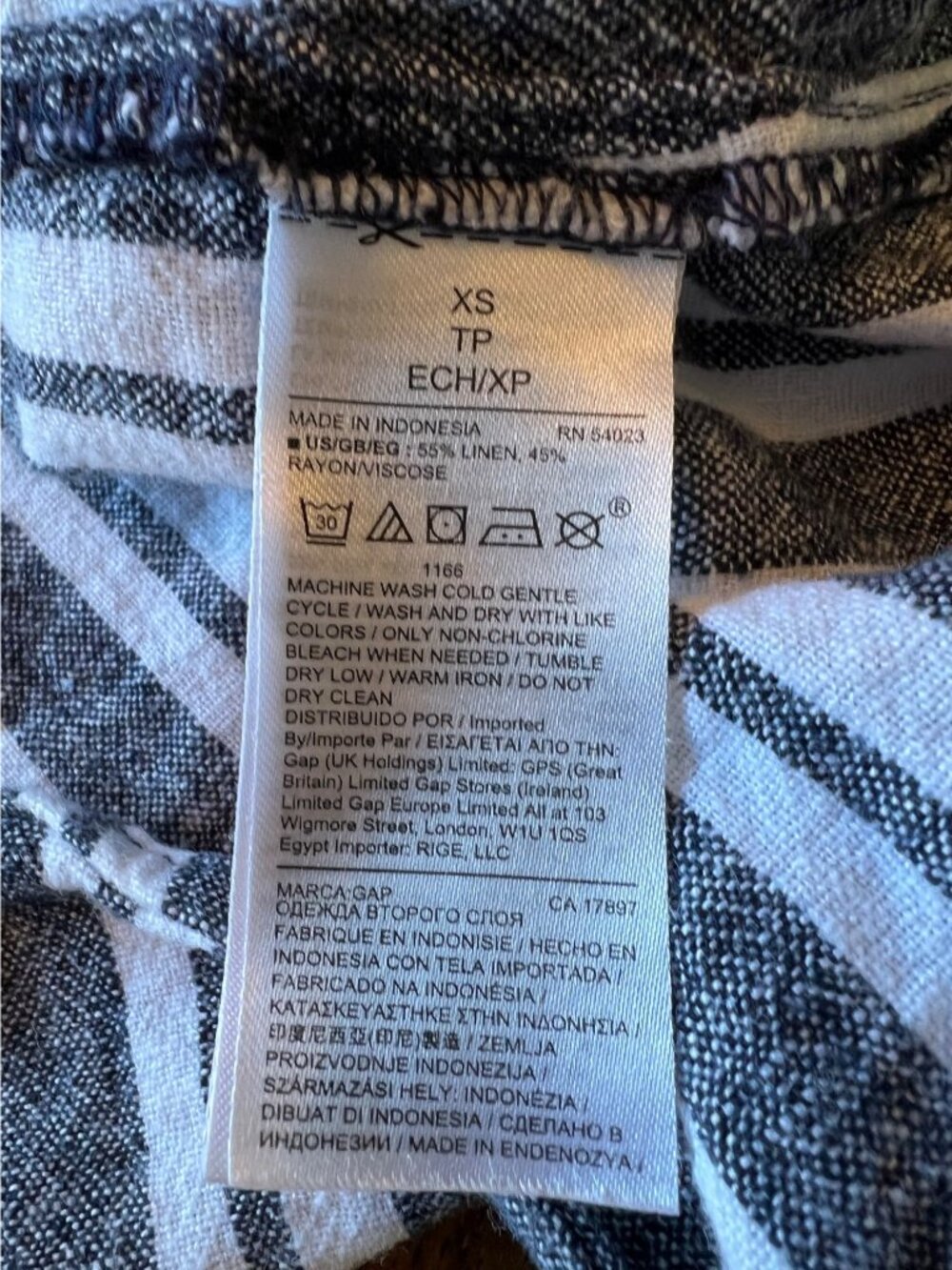 Gap Grey & White Striped Sleeveless Linen Blend Mini Dress Nautical XS Coastal - Picture 7 of 9